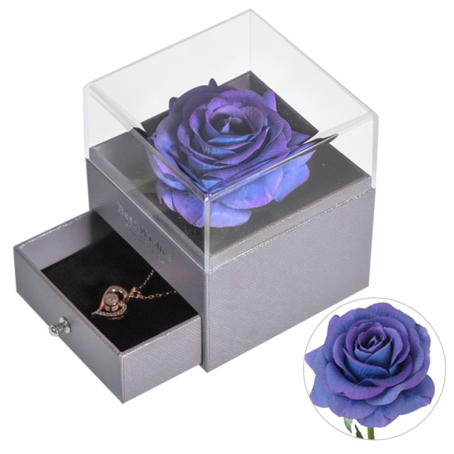 Eternal Rose 100 Language Necklace I love You Box
