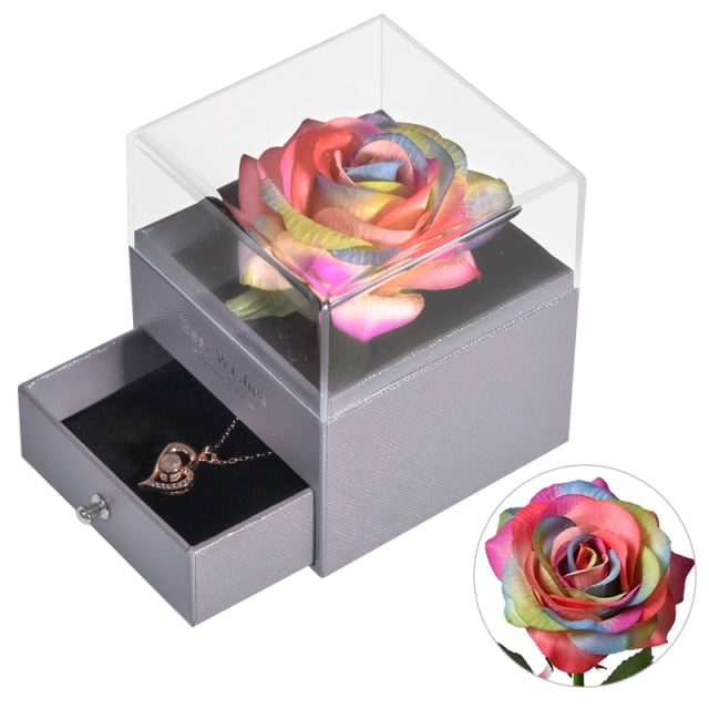 Eternal Rose 100 Language Necklace I love You Box