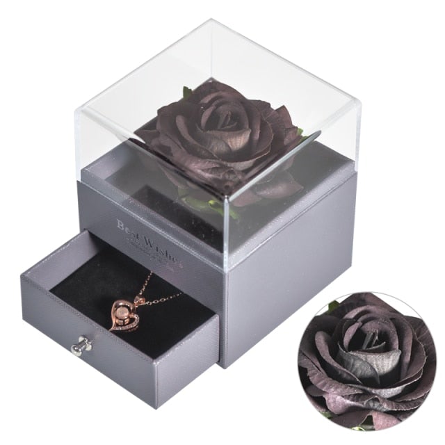 Eternal Rose 100 Language Necklace I love You Box